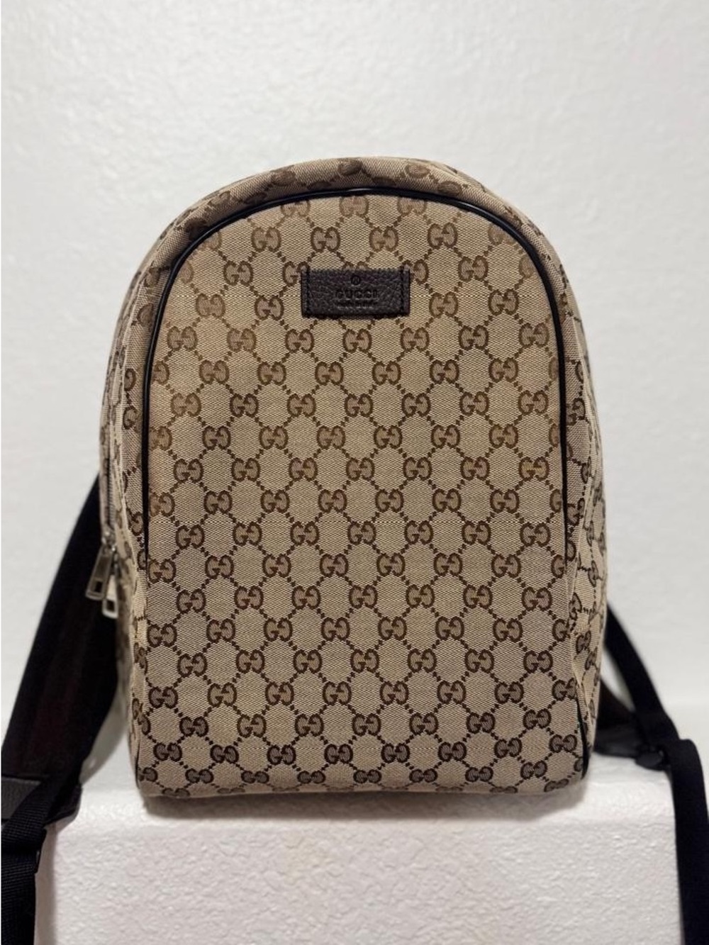 Gucci Tan GG Supreme Monogram Backpack Sling